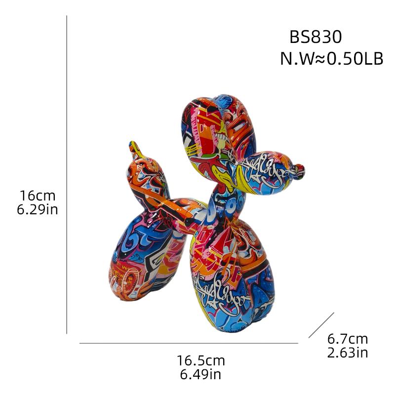 Water Transfer Balloon Dog Sculpture Resin Craft Decorative Piece for Bedroom, Living Room, and Study with Trendy Style