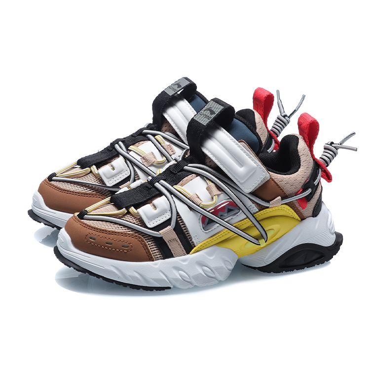 Li Ning Pangu Youth Low Top Sports Shoes Kids Sneakers Apricot White Brown YKCQ194-5