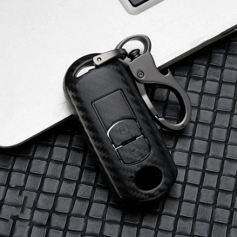 Carbon Car Key Cover Key Case for Mazda 2 3 6 Axela Atenza CX-5 CX5 CX-3 CX-7 CX8 CX-9 2016 2017 2018 2/3 Buttons Auto Bag