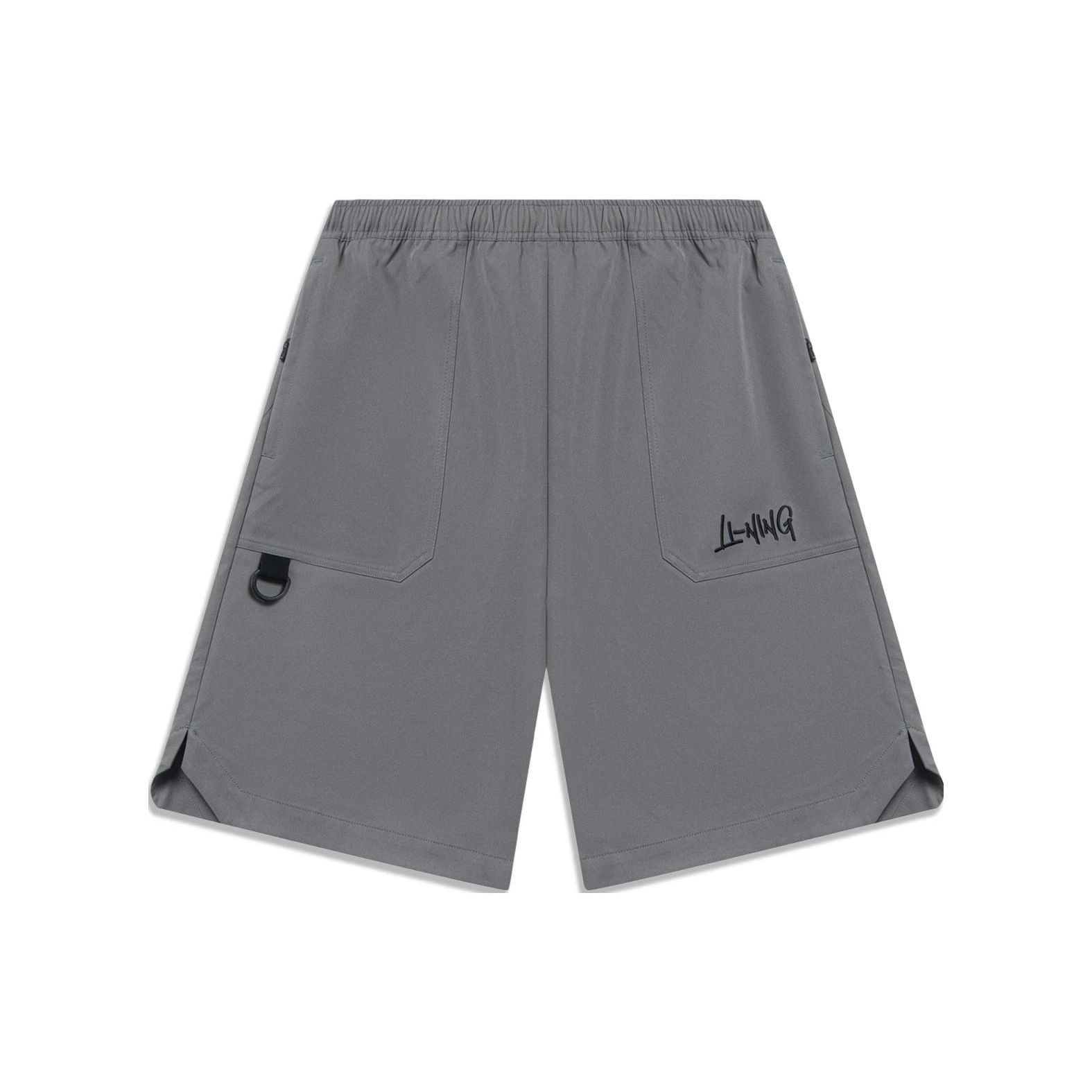 

Li-Ning Solid Color Loose Fit Sports Shorts Men Bottoms Tin-Gray AKST595-3