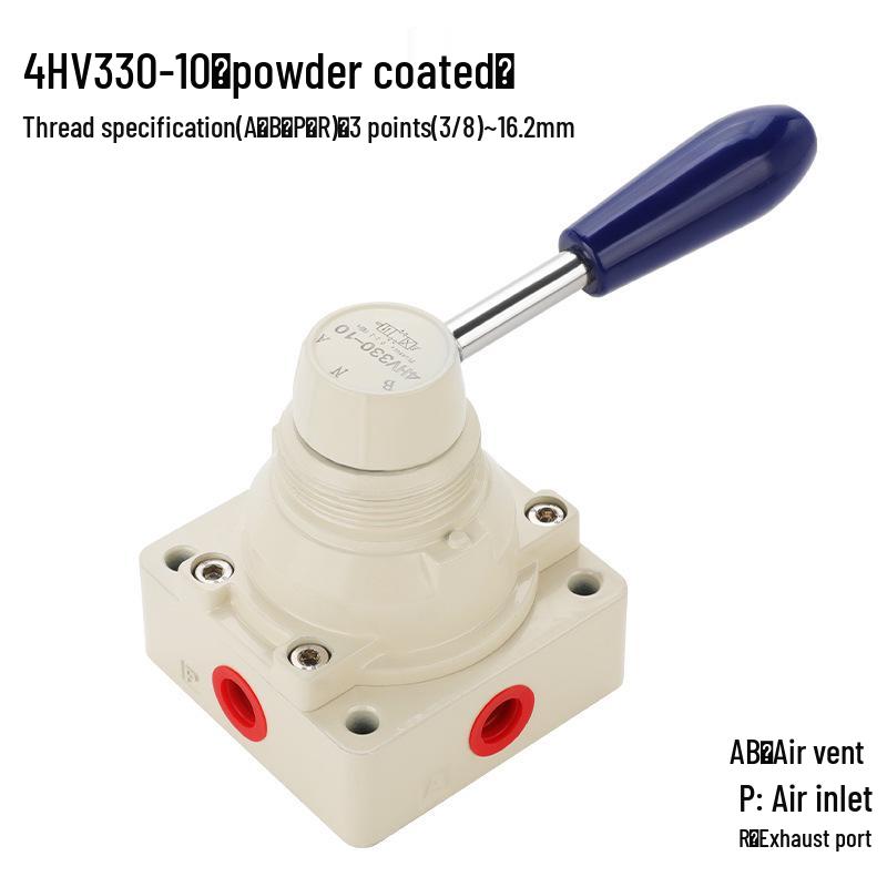 HV-02 Hand-Operated Pneumatic Valve: Three-Position Four-Way Switch, Manual Control with Cylinder Reversal.