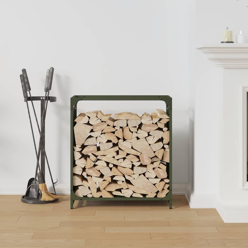 Firewood Rack Olive Green 60 x 28 x 65 cm Cold Rolled Steel
