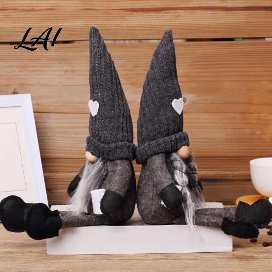 Soft Waxy Fabric Holiday Dolls Christmas Gnome Plush Decoration with Long Legs Faceless Handmade Nordic Style Ornaments Doll Figurines Sitting