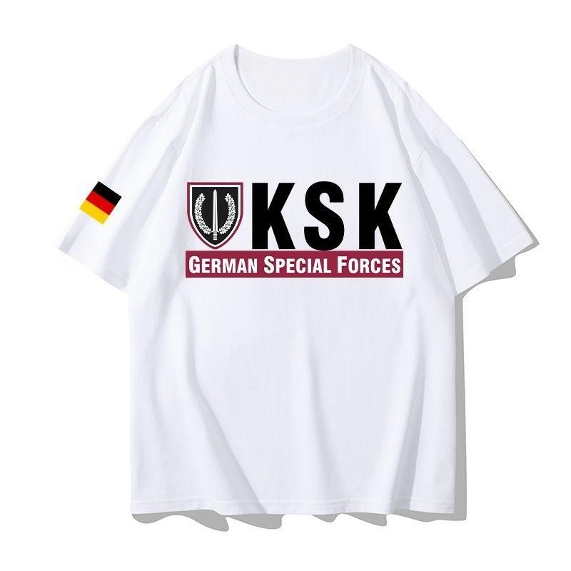 GerUnisexy Ksk GerUnisex Special Forces Tshirt Military Fan Military Style Tactical Casual Shortsleeved Top pure Cotton Tee Summer