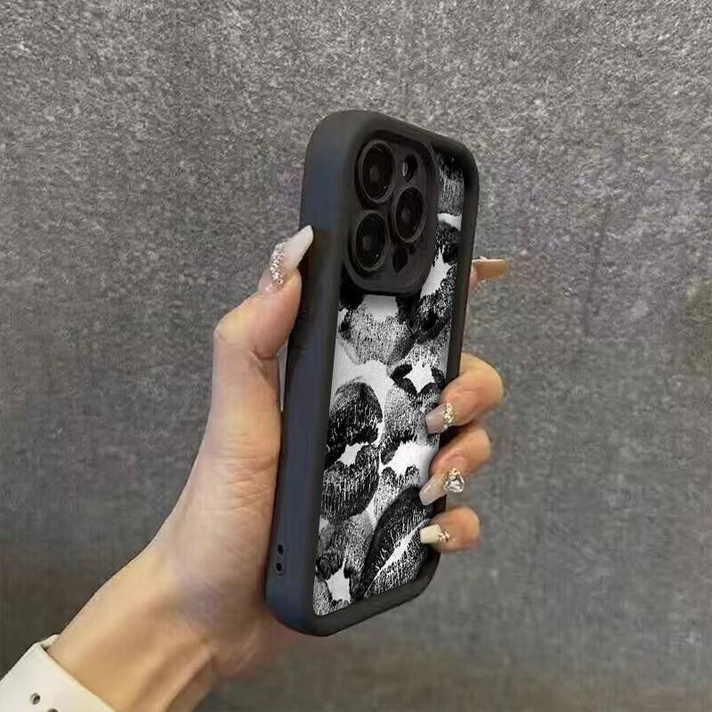 Black Lip Printed Pattern Phone Case For Xiaomi Redmi Note 14 Pro Plus 5G 14 13 12 11 10 Redmi 14C 13C 12C Silicone Bumper Cover