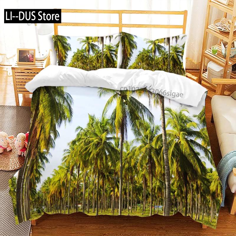 Sunset Palm Trees Duvet Cover Set 3Pcs Bedding Sets Quilt Cover With 2 Pillow Shams Full Queen King Size For Women Girl Teens