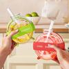 Creative Ice Cube Mold with Straps Straws Ice Maker Portable Plastic Ice Cup Kettle Outdoor Fitness Drink Bottle Ice Cube Tray