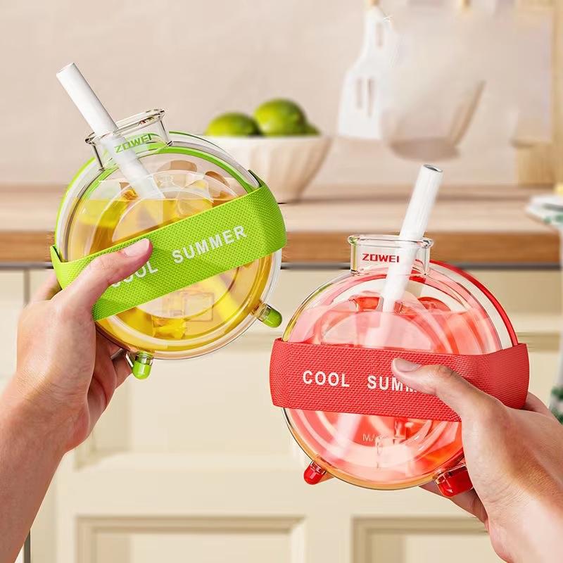 Creative Ice Cube Mold with Straps Straws Ice Maker Portable Plastic Ice Cup Kettle Outdoor Fitness Drink Bottle Ice Cube Tray