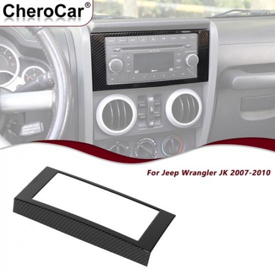 Center Console CD Frame Cover Trim For Jeep Wrangler JK 2007-2010 Carbon Fiber