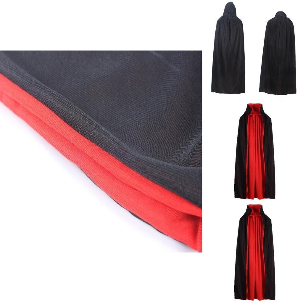 Halloween Vampire Cloak Hooded Cape For Adult And Kids Reversible Black And Red Cosplay Costume