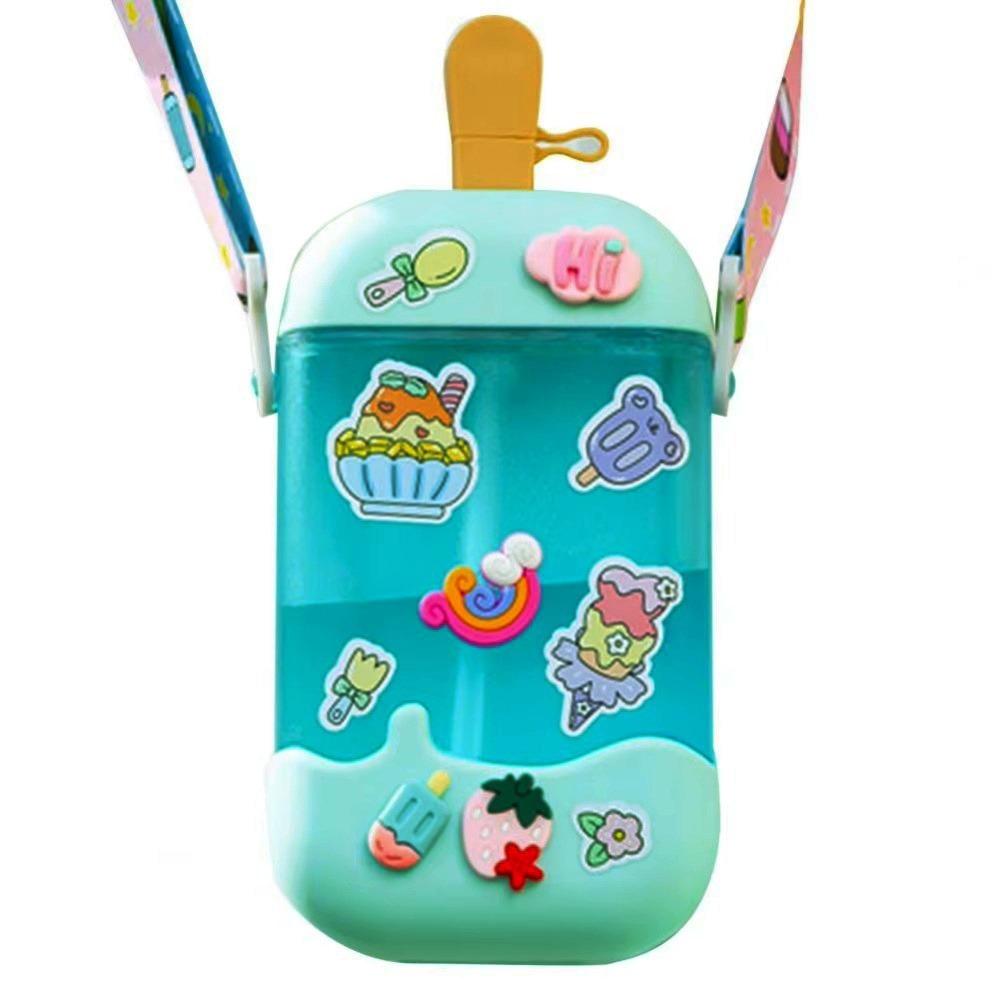 

Непроливающийся стакан-соломинка для мороженого, герметичный пластиковый питьевой чайник, стильная мультяшная бутылка для воды, для взрослых синий