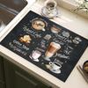 Classic Coffee Design Dish Drying Mat Soft Rubber Non Slip Absorbent Polyester Stain Resistant for Kitchen Coffee Bar Countertop