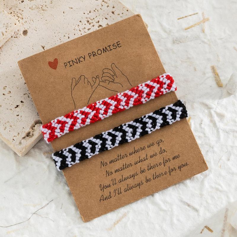 Heart Friendship Bracelets Pinky Promise Pink Best Friends Distance Matching Bracelet for Women Girl Valentine Couple Family