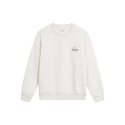 Li Ning Sports Trend Series Ar uzrakstu apdrukāts ikdienas apaļkakla džemperis sievietēm, pieguļošs, off-white AWDU038-1