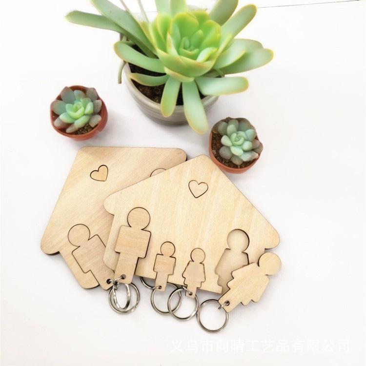 Handmade Wooden Entryway Key Rack for Four, Wall-Mounted Hook