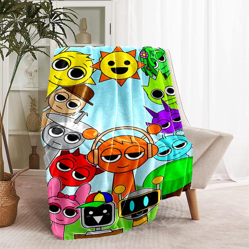 1pc Blanket Sprunki7 Print Design, Lightweight Blanket for Sofa, Bed- Soft &Warm, Gift for All Seasons like Christmas, Halloween