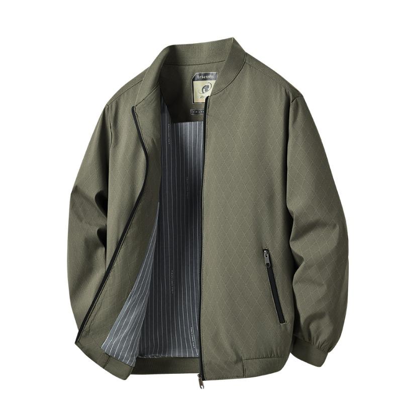 Spring and Autumn Men's Jacket Casual Soft Non-scalding Anti-Wrinkle Solid Color Stand Collar Jacket