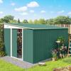 Garden Metal Storage Shed Outdoor Metal Tool House with Double Sliding Doors and 2 Air Vents, 11.3x9.2ft, Green