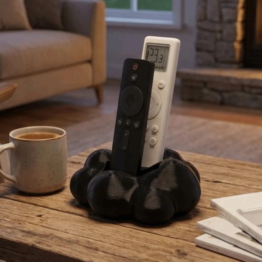Cute 3D Cloud-Shaped Remote Control Holder Eco-Friendly Plastic Remote Rack 2 Grids Save Space Desktop Container Home Decoration