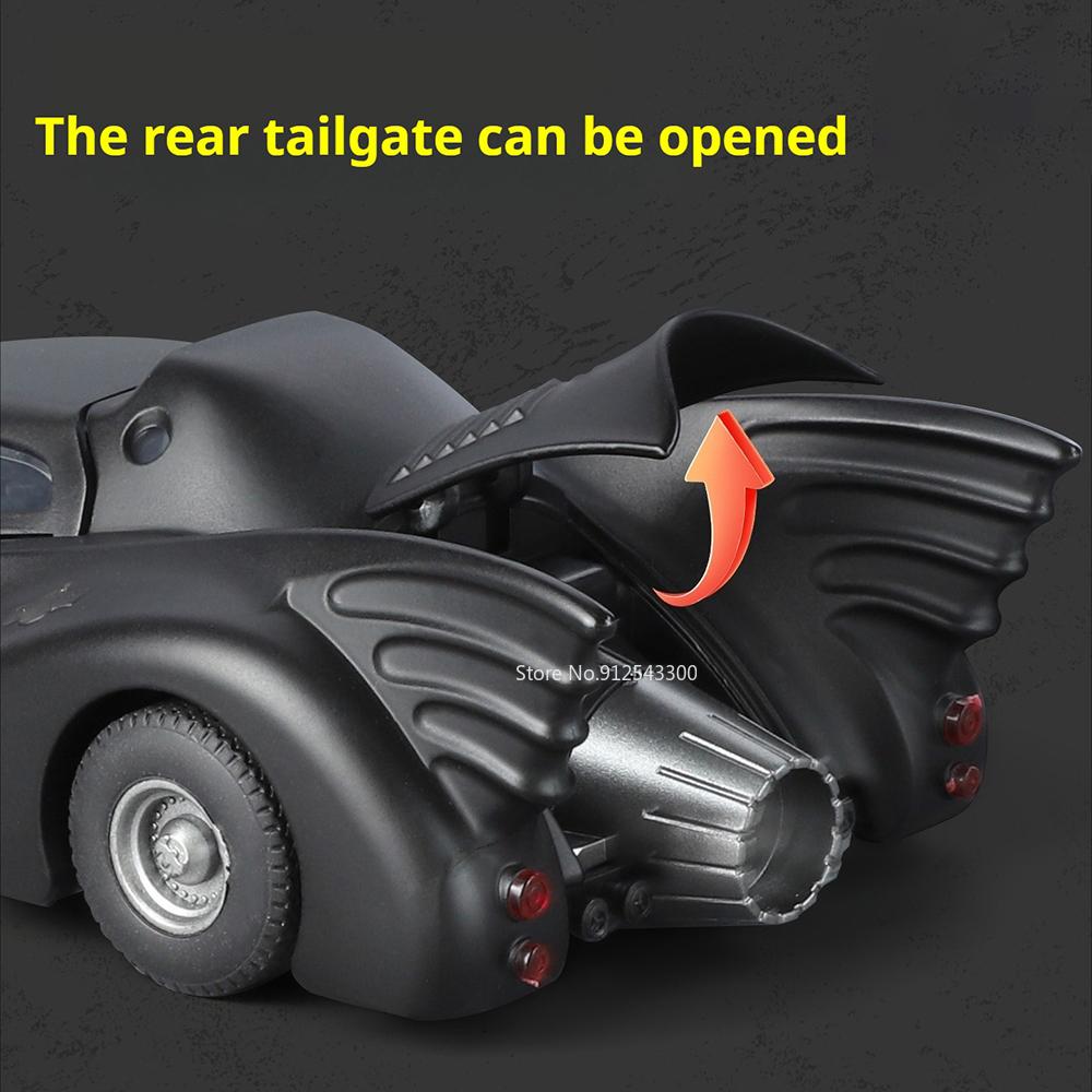 1:32 Scale Batmobile Model Car Toy Sound Light Shock Absorption Classic Movie Supercar Models Metal Diecast Gifts for Kids