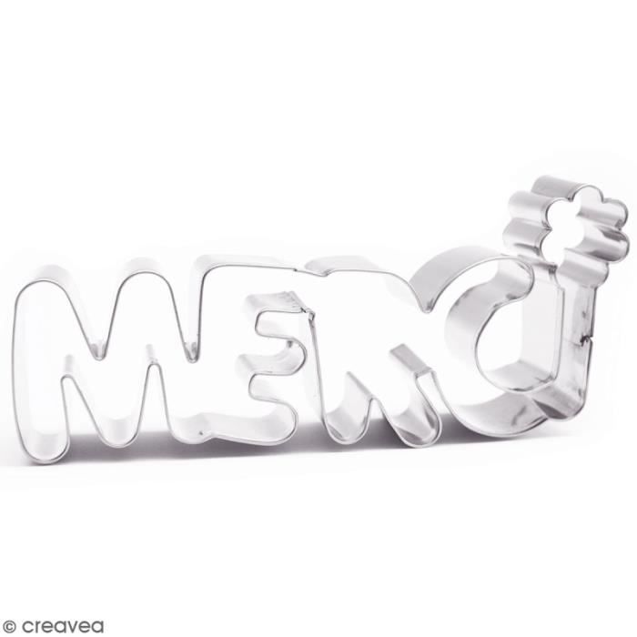 Découpoir en inox - Merci - 15 x 5 cm