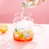 For Sanrio High Borosilicate Glass Straw Glass Cup Heat-resistant Water Mug with Handle Cartoon Pattern Cold&Hot Drink Juice Cup