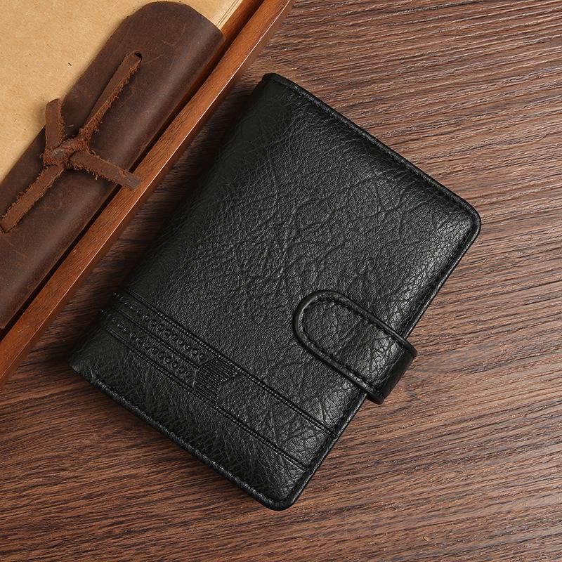 Vintage Business Men's Wallet PU Leather Bifold with ID Window Multi Card Slots Slim RFID Protection