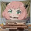 Horizontal Tapestry Anya Forger Spy X Family Pink Hair Portrait, Anime, Wide Decor for Adult Fan Collector Dorm Gift