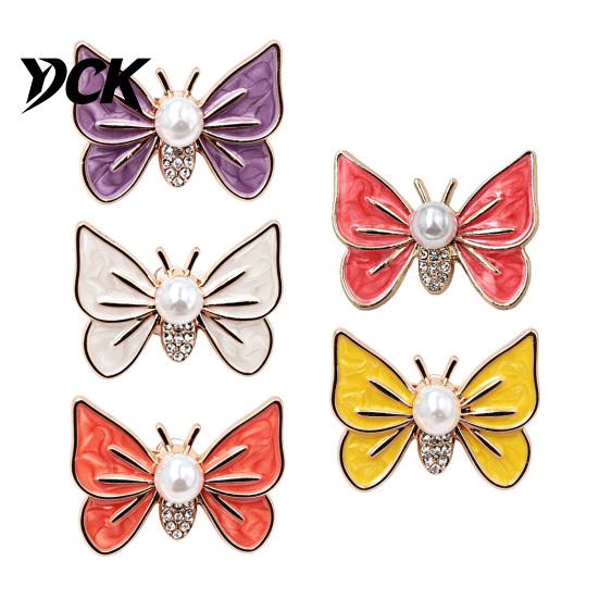Butterfly Shaped Brooch Faux Pearl Rhinestone Brooch, Dainty Decorative Badge Pin Pin, Sweater Cardigan Coat Dress Jewelry Accessories Daily Wear