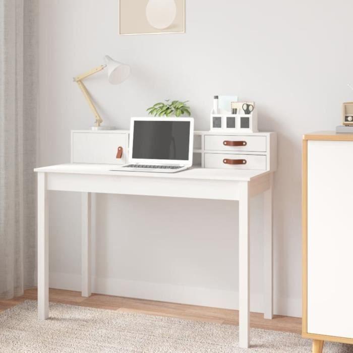 VidaXL Bureau Blanc 110x50x93 cm Bois massif de pin 823530