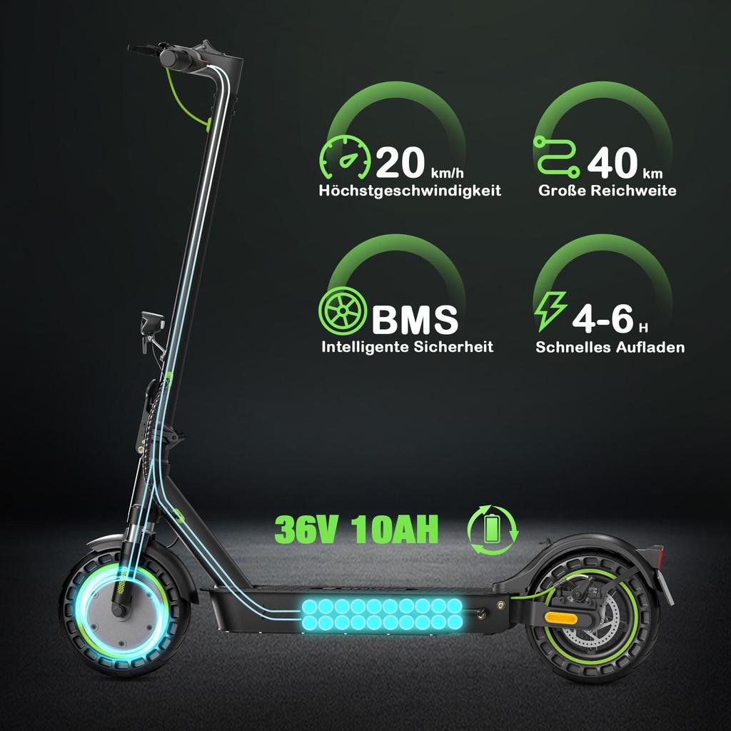 Electric Scooter Foldable Isinwheel S9 Max Top Speed 20Km/h CIty Electric Scooter 42V 10AH Max Range 40Km Load 120Kg