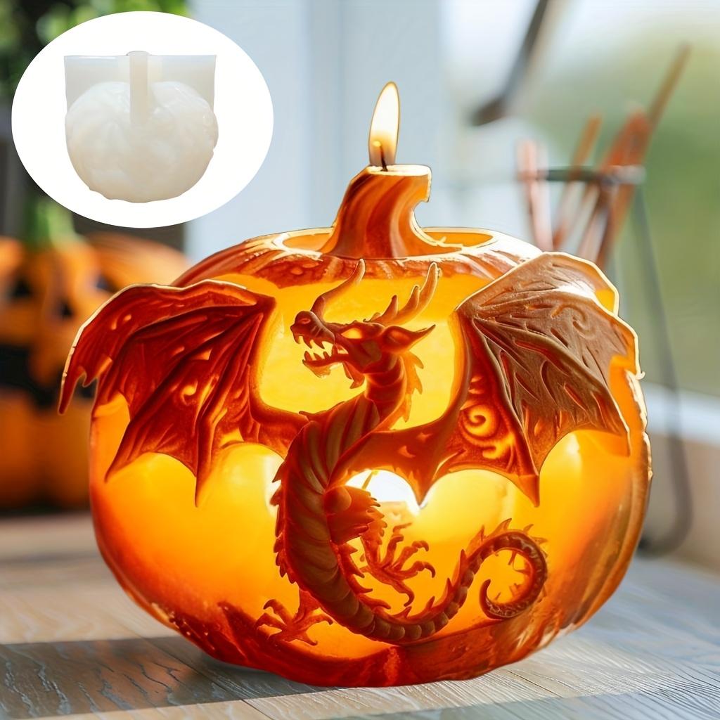 Pumpkin Shape Dragon Relief Candle Silicone Mold Wings Dragons Pumpkin Candle Mould Resin Plaster Molds Halloween Gift