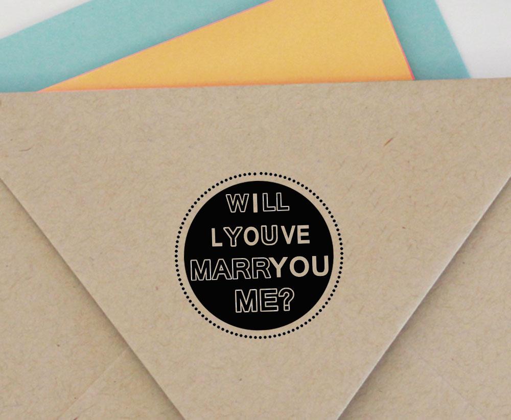 Printtoo Carimbo de borracha redondo Will You Marry Me And I Love You autoentintado para proposta de casamento