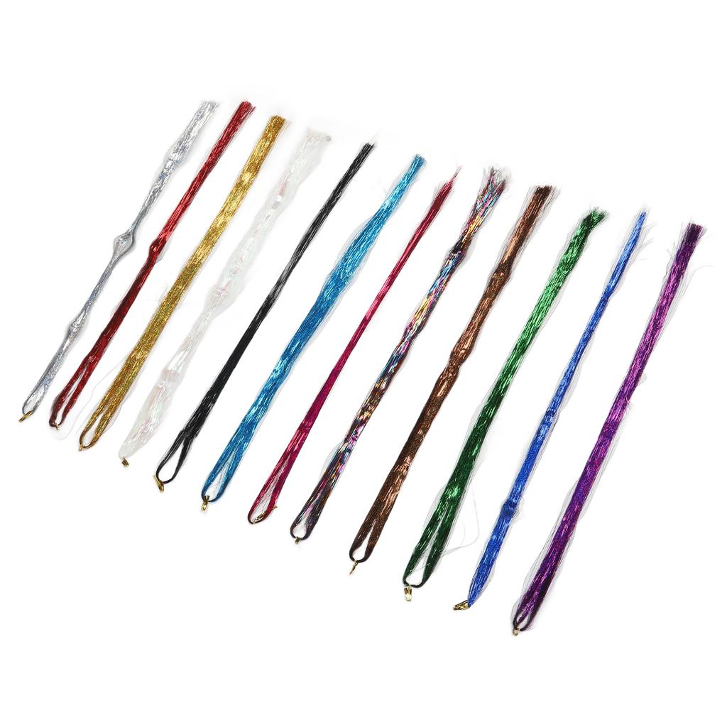 Colorful Hair Tinsel Extensions Kit PET Decoration Braiding Glittering Hair Tinsel Kit for Daily Life