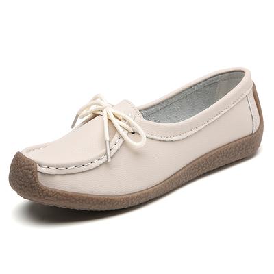 New Women's Shoes Spring Summer Breathable Loafer Single Shoes Light Weight Mother Soft Sole Casual Leather Shoes