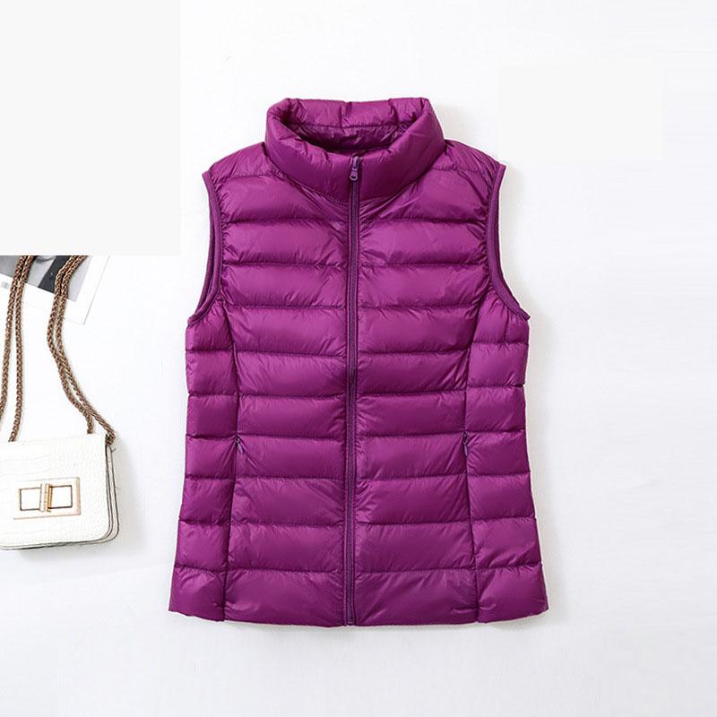 

Осень и Зима Повседневный Утолщенный Жилет из Хлопка Без Рукавов Однотонный Приталенный Пуховик для Пары Удобный Высококачественный Красивый Самая Яркая Одежда XXL фиолетовый