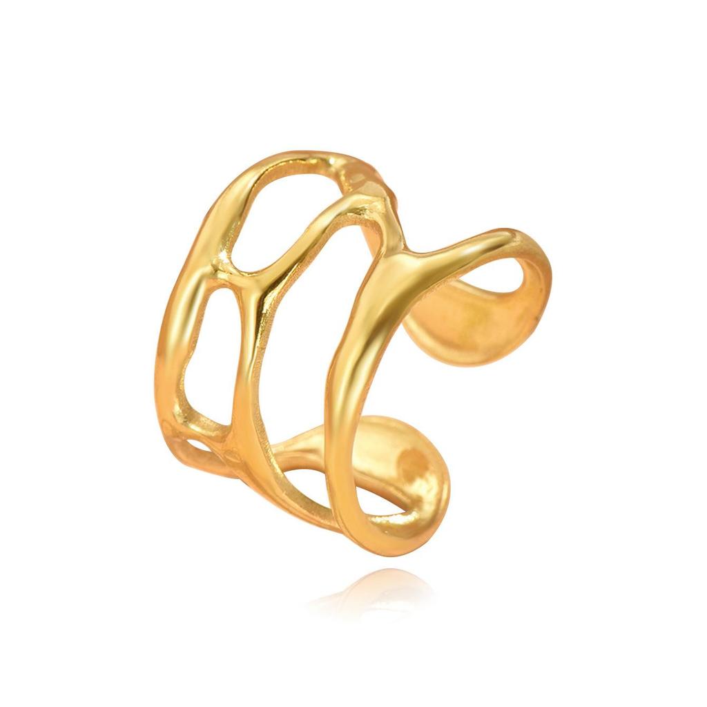 European Dark Style Adjustable Stainless Steel Open Ring for Women