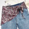 Foulard in seta a fiore di anacardio retrò, cintura a triangolo per la vita da donna, accessori per la vita dei jeans, foulard quadrato versatile da viaggio, tendina per il sedere