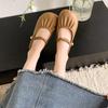 New French retro Mary Jane shoes flat bag heel single shoes with fairy light mouth beanie shoes