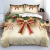 Christmas Element Bow Bell Three-piece Quilt Cover 3D Digital Printing Bedding Set Bed Cover
