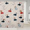 Cartoon Dogs Shower Curtain Set,Polka Dots Printed Shower Curtain Set,Girls Boys Adult Cute Pet Animals Waterproof Fabrics Pug