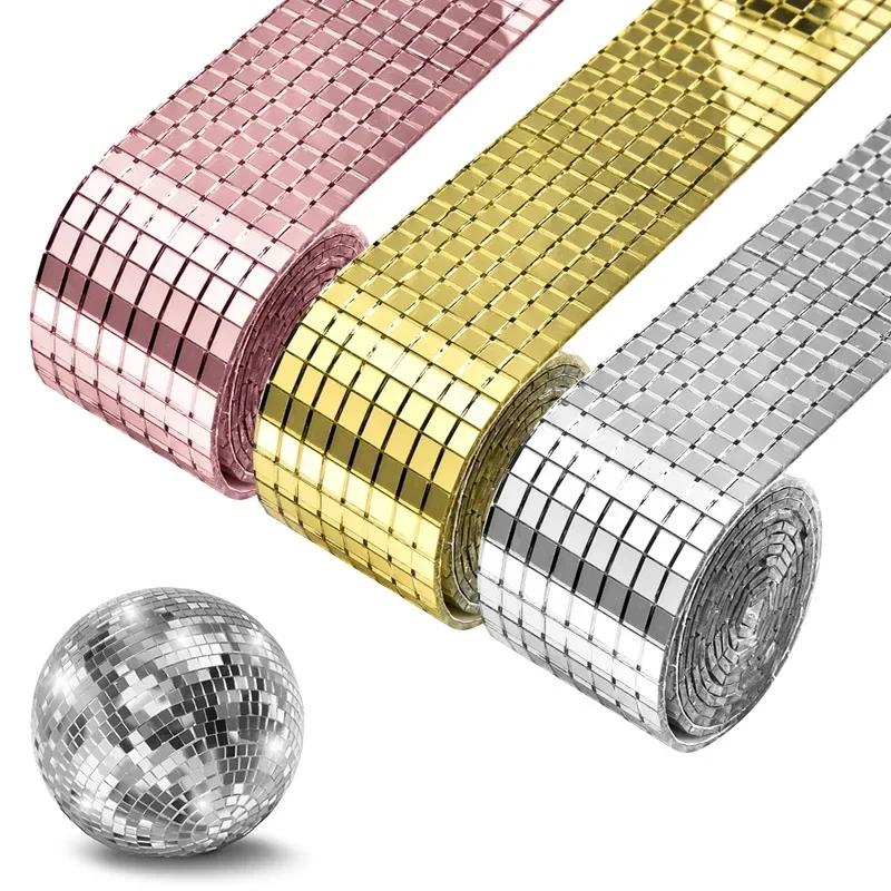 1PC 4x100cm Self-Adhesive Real Glass Craft Stickers Reflective Glass Tape Mirror Mosaic Tiles For Making DIY Hand Crafts Home De