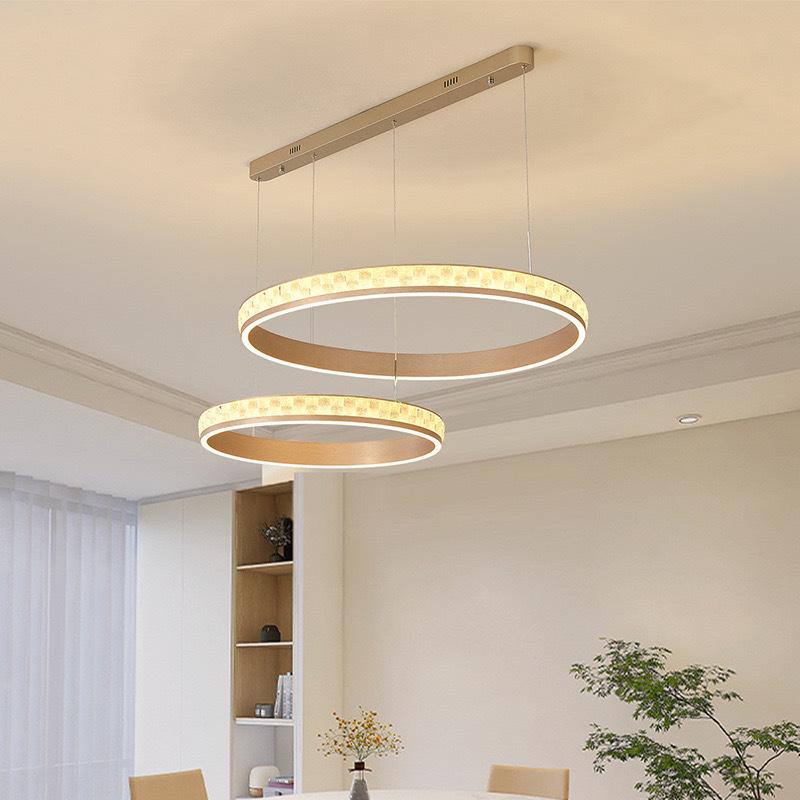 Modern Minimalist Champagne Gold Ring Chandelier for Living Room, Bedroom, Dining Room