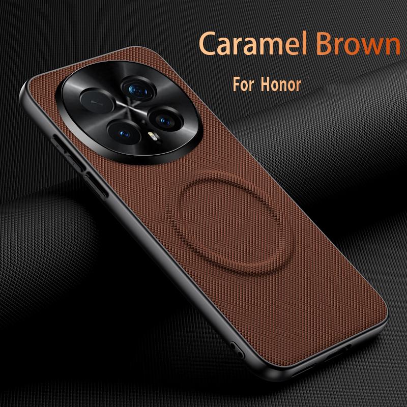 Luxury Kevlar Texture Leather for Magsafe Magnetic Case for Honor X70 X60 X60Pro X50 X9D X9C X7C Lens Anti-Scratch Protect Cover