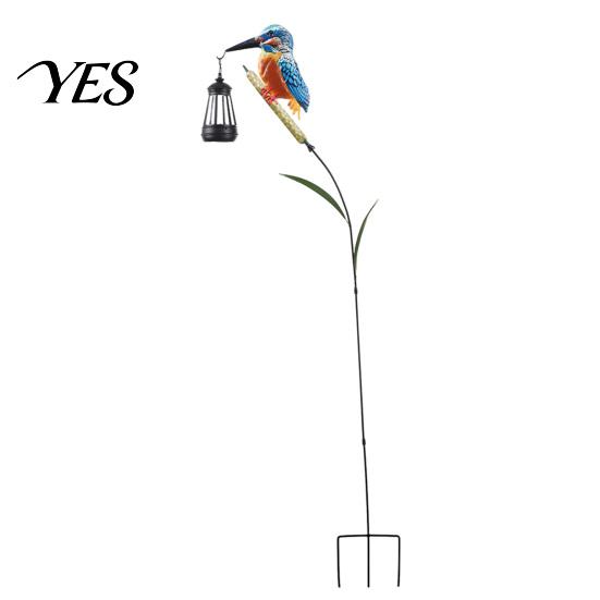 Warm Yellow Solar Light Garden Bird Light, Outdoor Hummingbird Kingfisher Lantern with Shaped Stake, Automatic On/Off Pathway for Yard Lawn