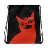 Fabric Three Eyed Animal Mysterious Bag Corded Fastening Green Art Storage Container for Sewing Items