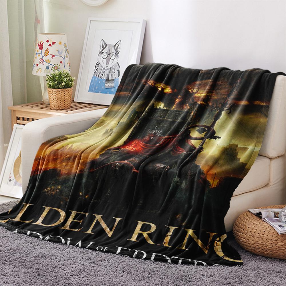 1Pc Elden Ring Print Flannel Blanket, High Quality Comfortable for All Seasons, Home Decor, Warmth and Comfort, Perfect for Christmas Gifts