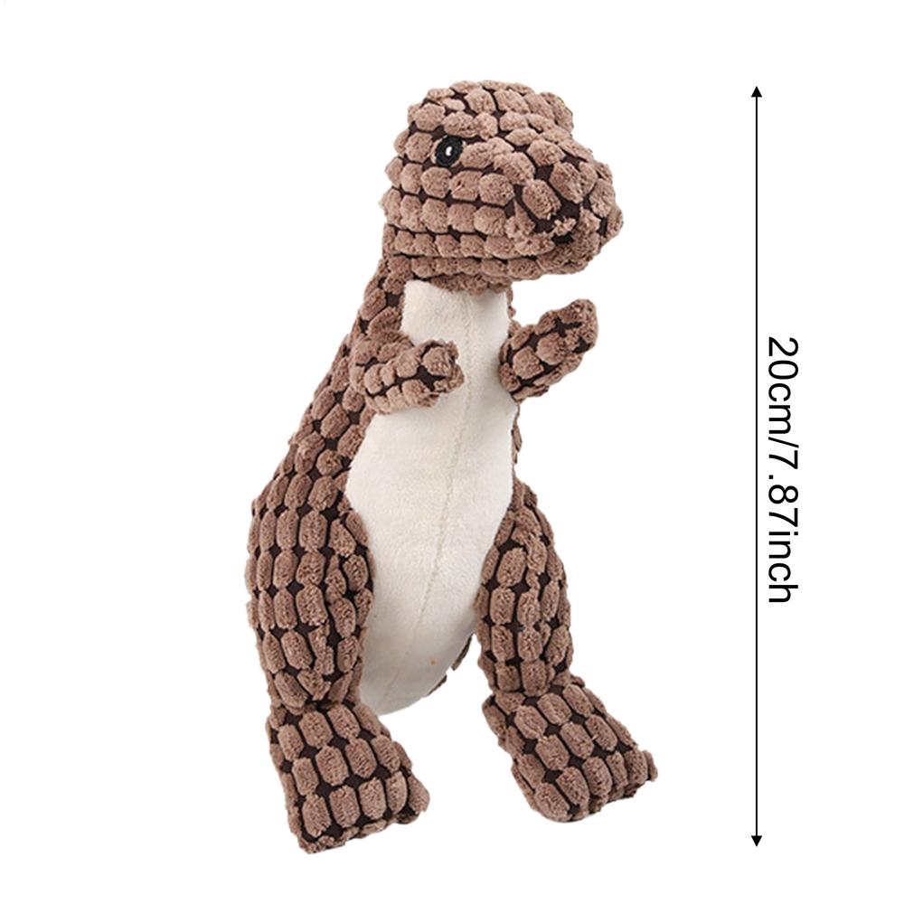 Fun Pet Toy Pet Dinosaur Chew Toy For Dogs Puppy Squeaker Squeaky Plush Bone Molar Dog Toy Pet Training Dog Accessory коричневый