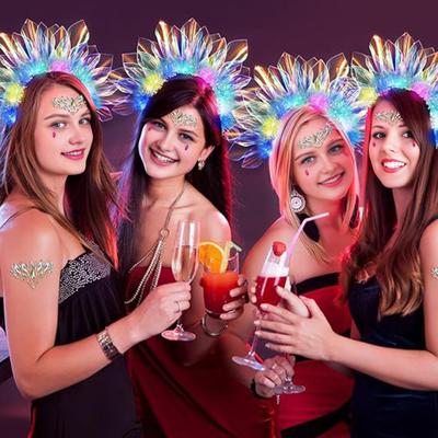 1/2Pcs LED Light-up Headband Adjustable Lightweight Holographic Film Glowing Hairband Men Women Holiday Dance Party Hair Accessories