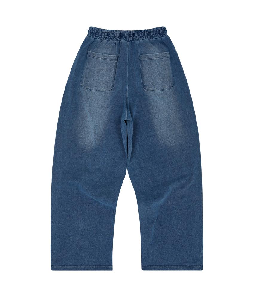 Yk Yk Applique Denim Sweatpants Medium Blue